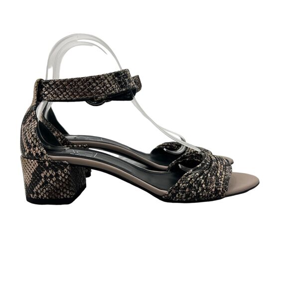 AGL Womens 40 Sandals Leather Snake Print Ankle Strap Shoes Block Heel Open Toe - Picture 1 of 11